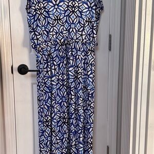 Chico's Blue and White Geometric Maxi Dress